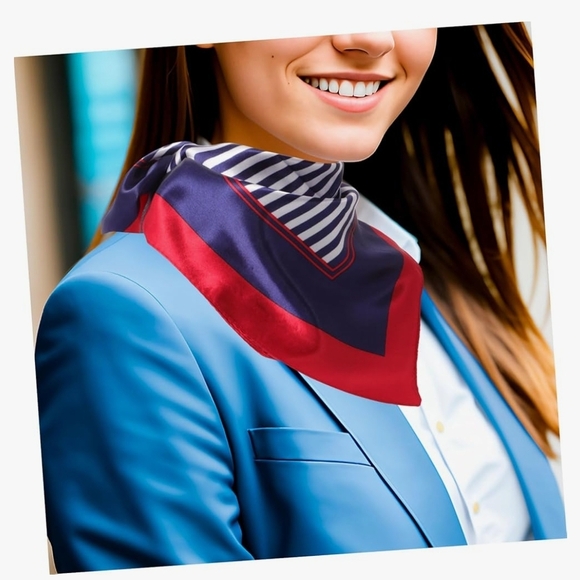 Red and Blue Striped Ladies Small Scarf - Picture 1 of 7